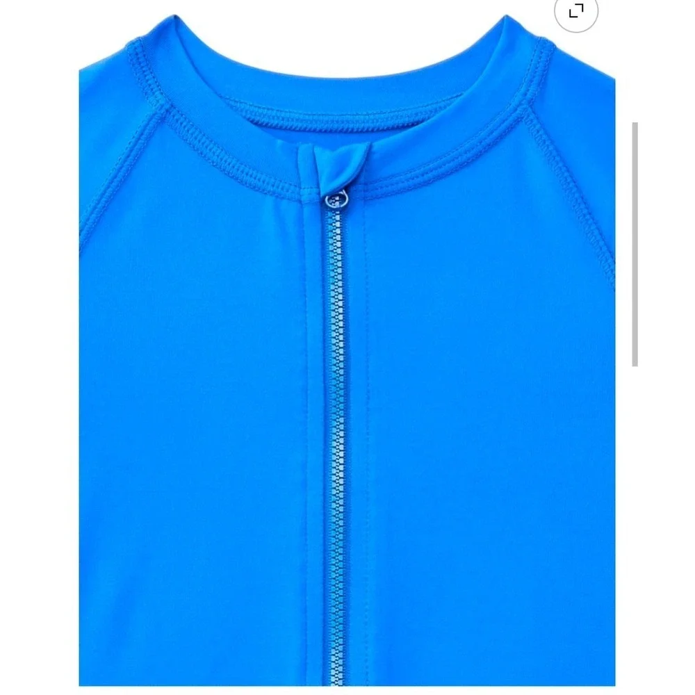 Boys wonder nation zip-up rash guard swim shirt size 5T blue
